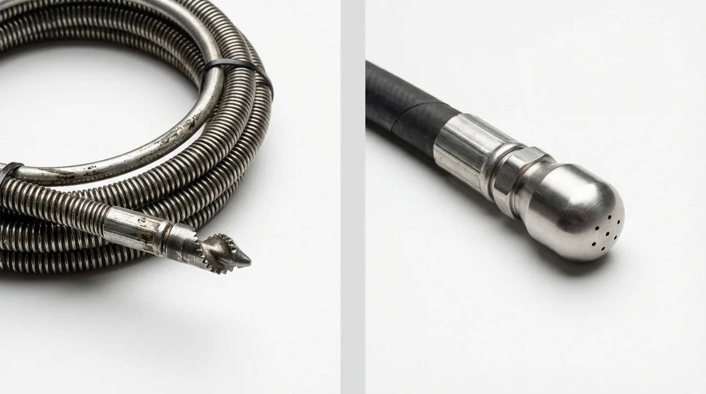 Drain snake cable and hydro jetting nozzle used for drain cleaning in Tonasket, WA