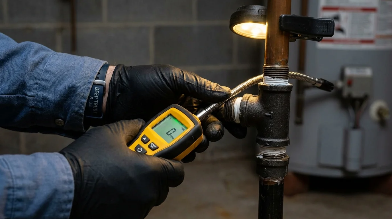 Gas leak detection with electronic sniffer by Johns Plumbing LLC in Tonasket