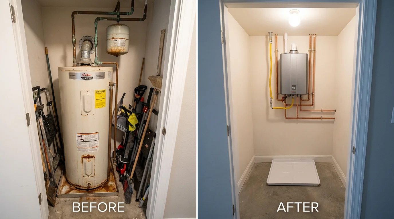 Tank water heater versus wall-mounted tankless unit comparison for Tonasket, WA homeowners